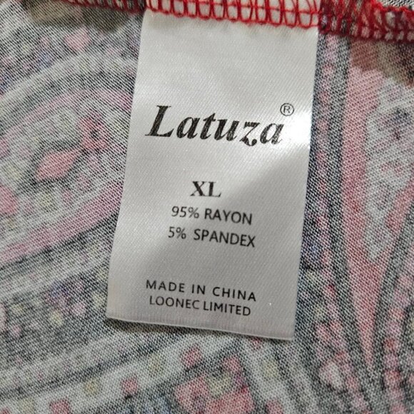 RED WHITE BLUE PAISLEY SWING ASYMETRIC HEM TUNIC  1x   CRUISE RESORT TRAVEL - Picture 4 of 4